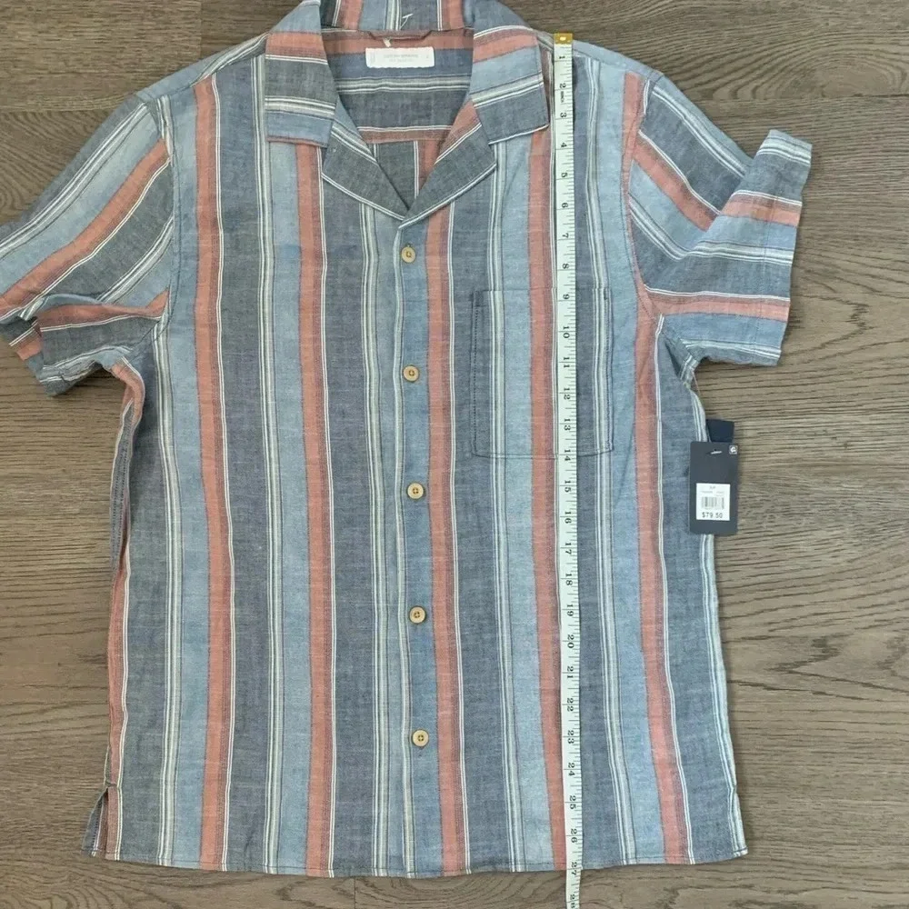 Lucky Brand Striped Short Sleeve Camp Collar Shirt - Size S - Blue/Red - NWT - Picture 10 of 12